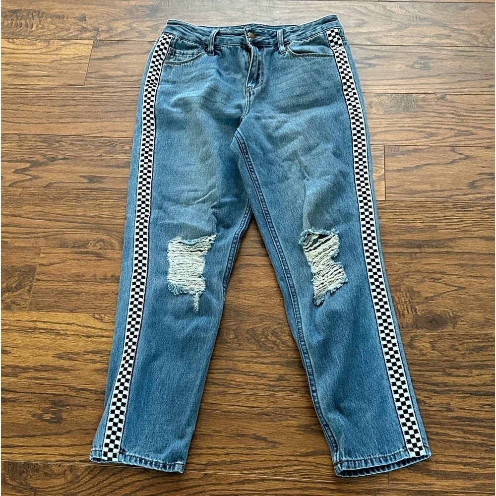 Empyre Eileen Mom Jeans - Size 5 - Checkered Flag Print